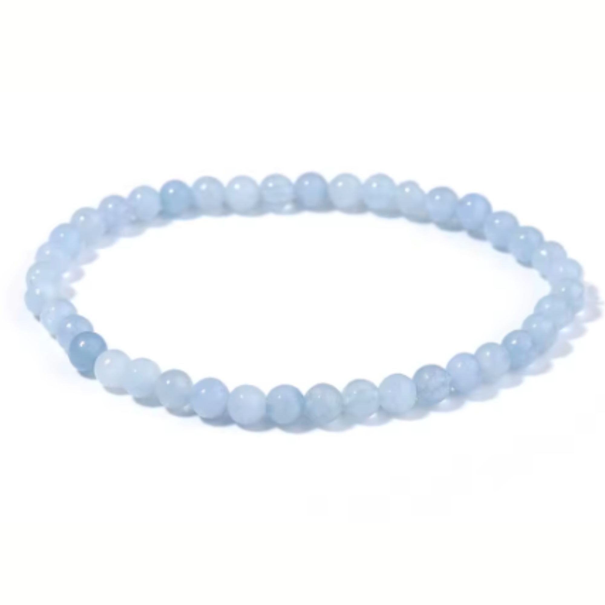 elastic bracelet natural stone AQUAMARINE round beads 4mm