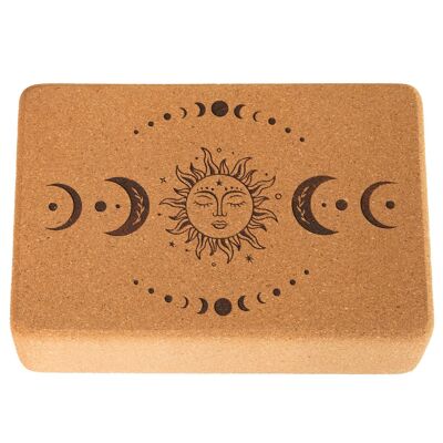Blocco yoga in sughero | taglia media | angoli arrotondati | Dimensioni: 22,5 x 15 x 7,5 cm | Sole e Luna