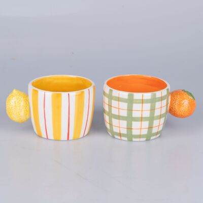 Taza de cerámica de 350 ml, asa cítrica, Fruit Life