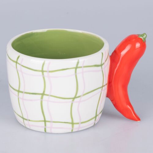 Mug 350 ml in ceramica, impugnatura design peperoncino, Fruit Life