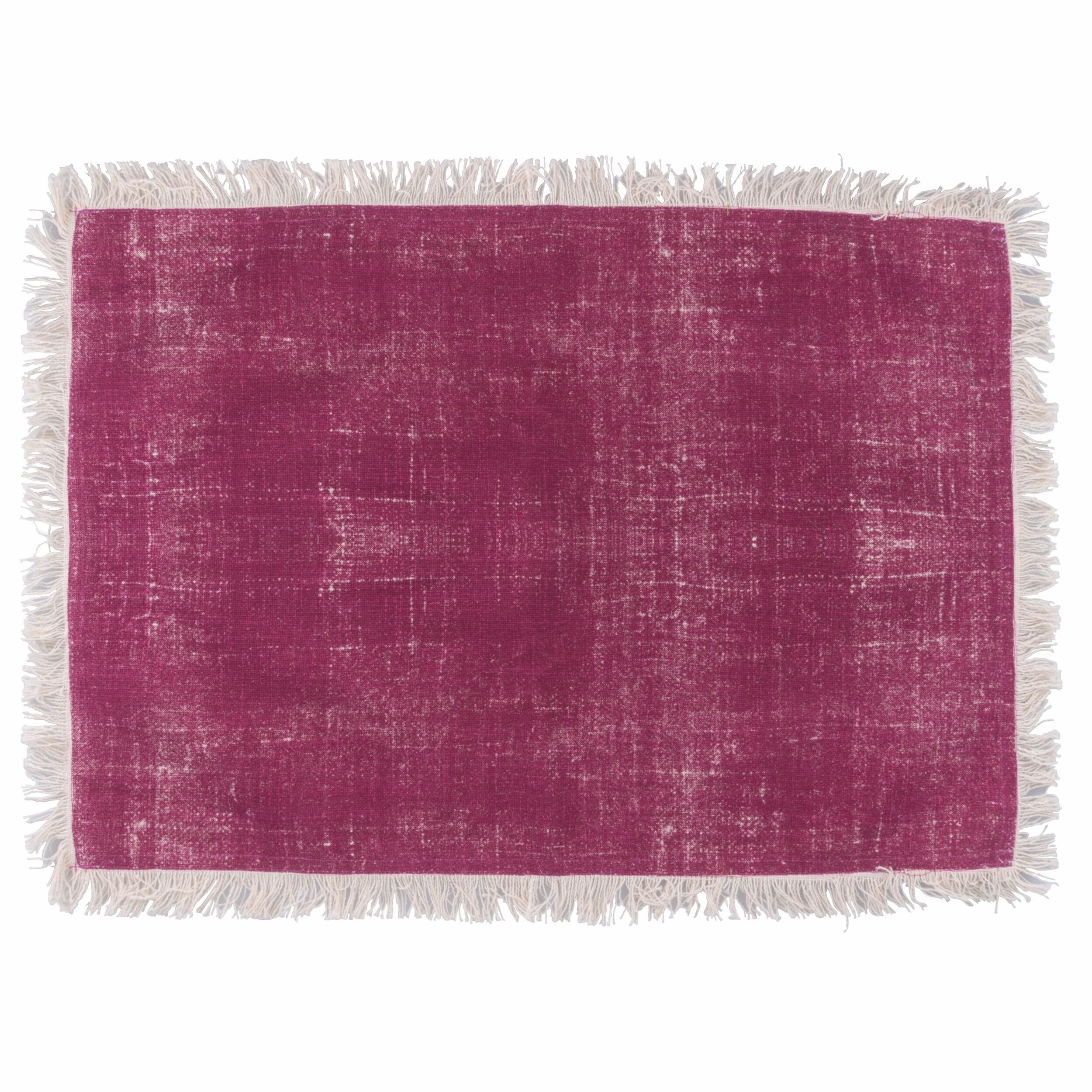 Tovaglietta con frange, in policotone, 48x33cm, bordeaux, Tuareg