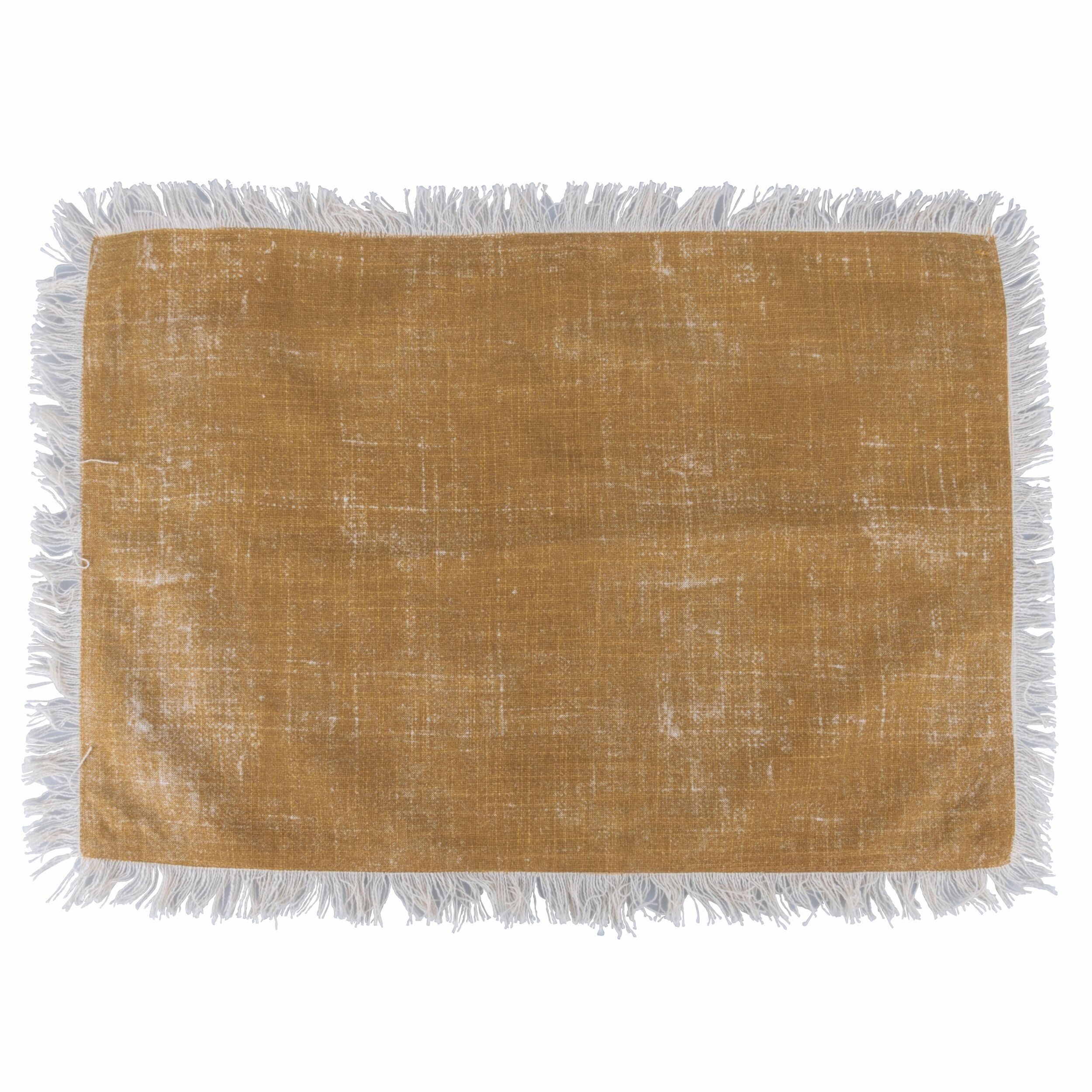 Set de table à franges, polycoton, 48x33cm, ocre, touareg