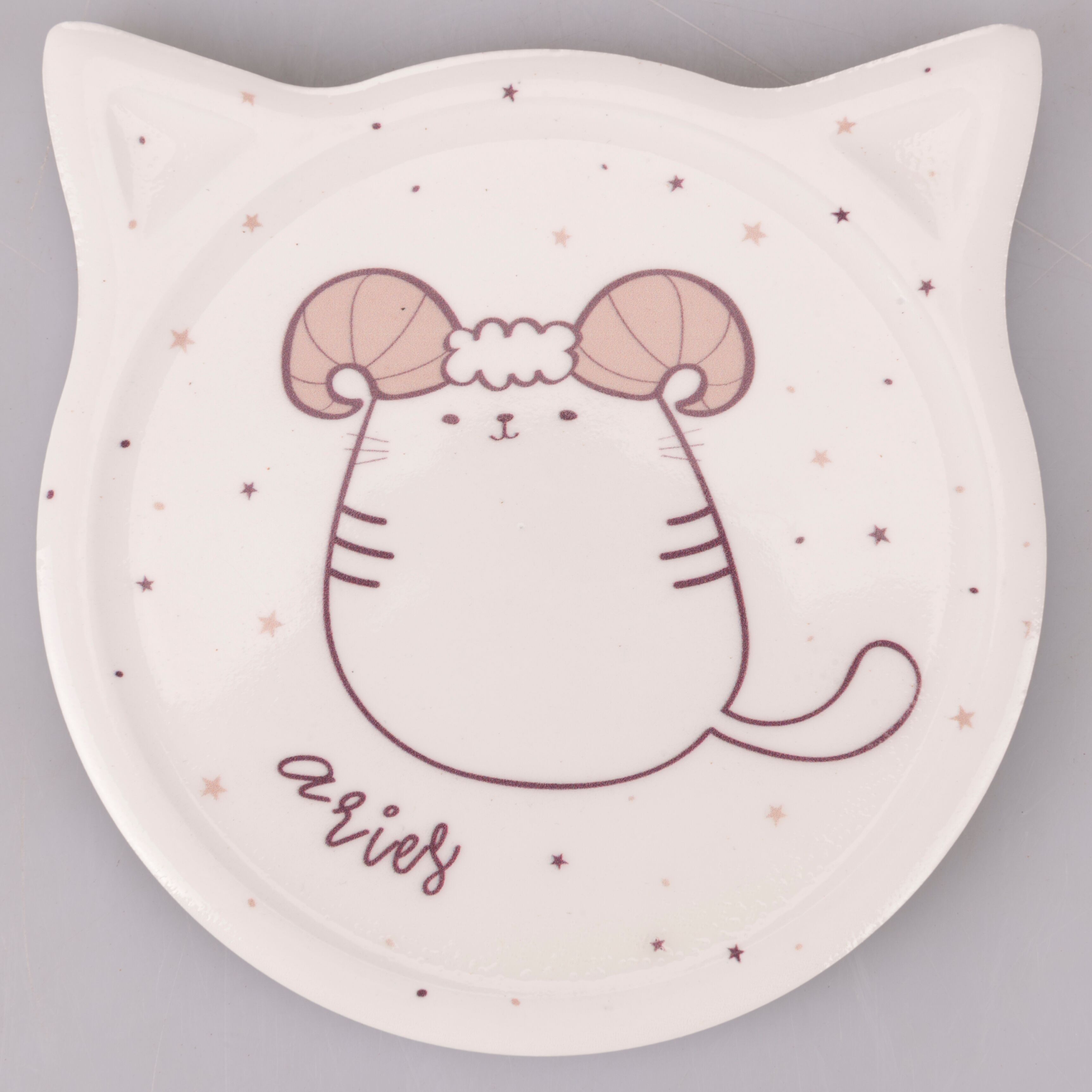 Carreau décoratif 10,5x10,8 cm en grès, base en liège, Oroscocats Bélier