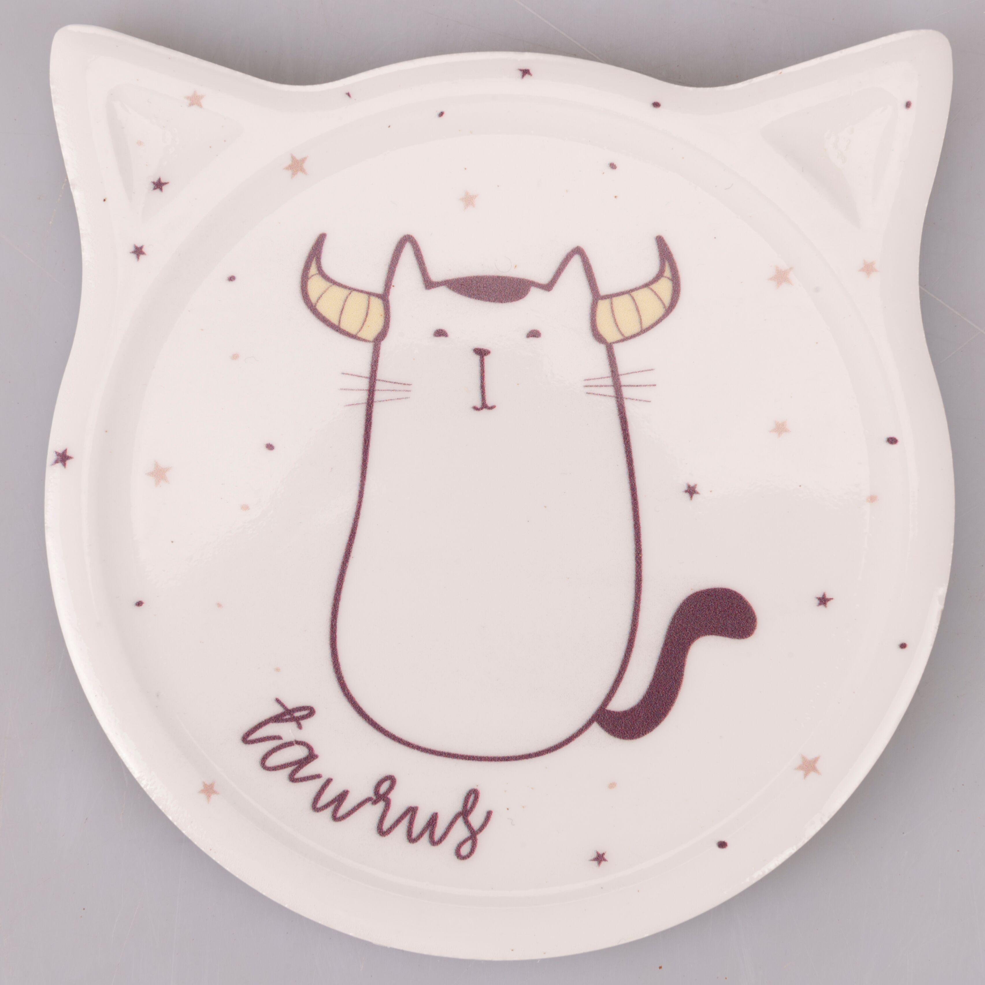 Carreau décoratif 10,5x10,8 cm en grès, base en liège, Oroscocats Taurus