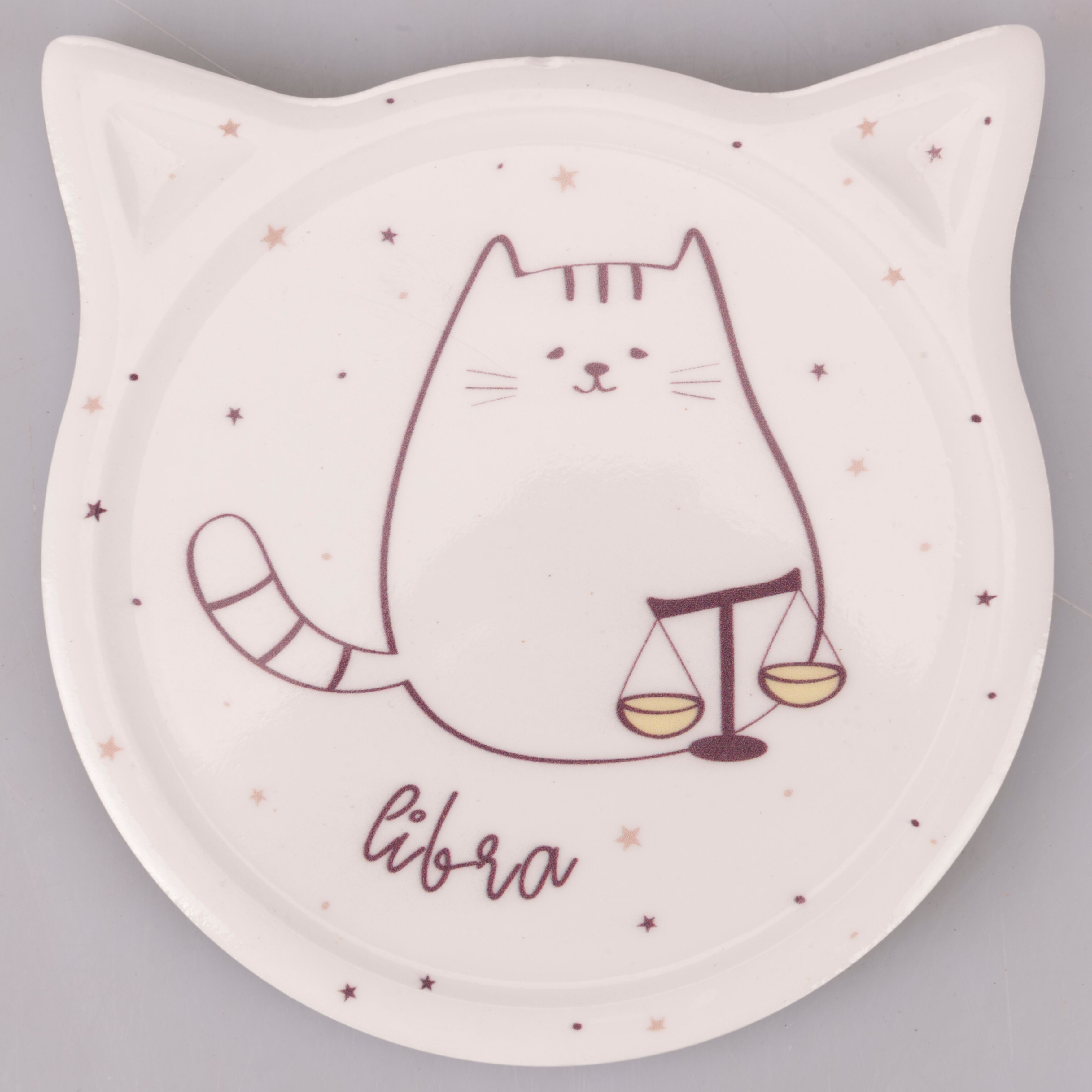 Carreau décoratif 10,5x10,8 cm en grès, base en liège, Oroscocats Libra