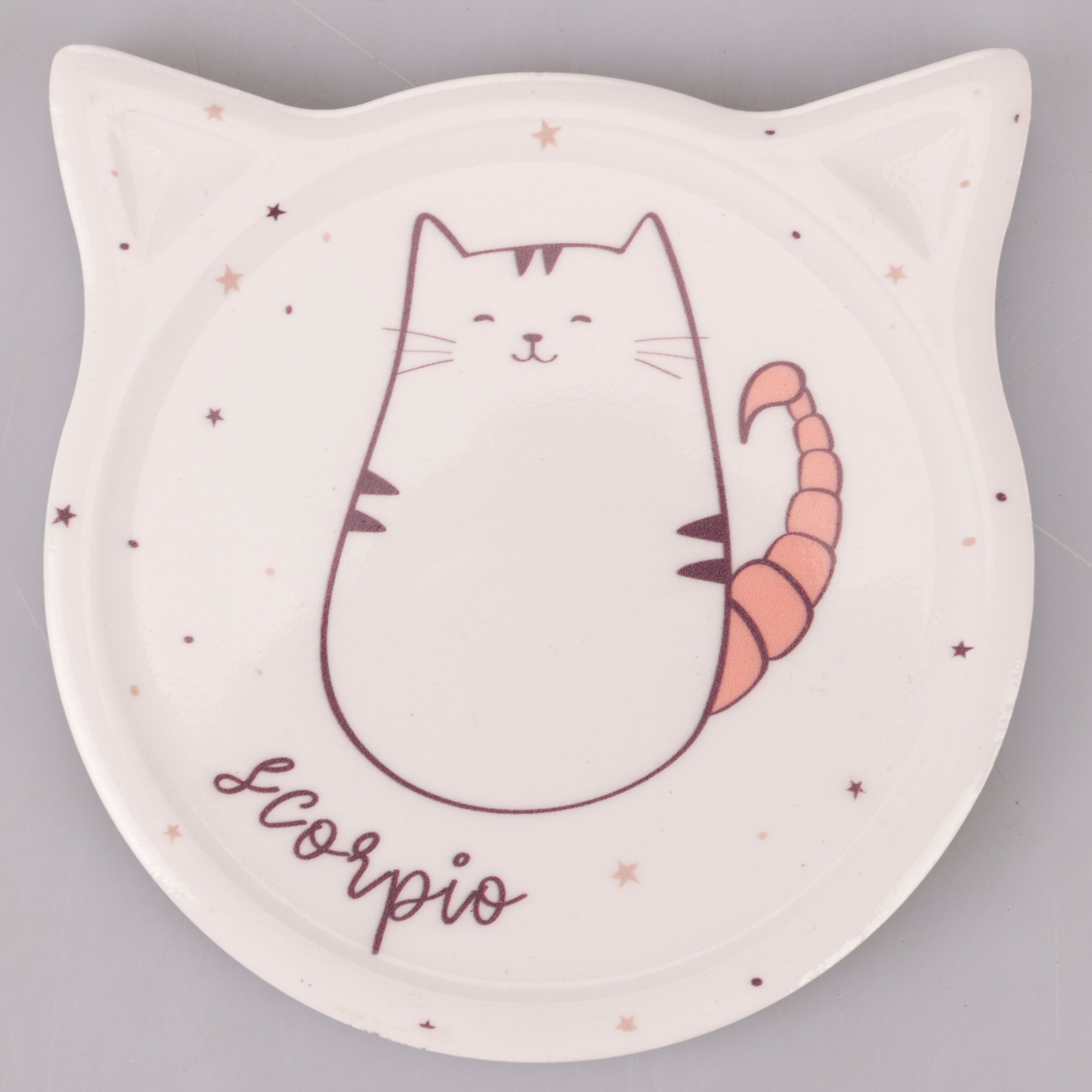 Carreau décoratif 10,5x10,8 cm en grès, base en liège, Oroscocats Scorpio