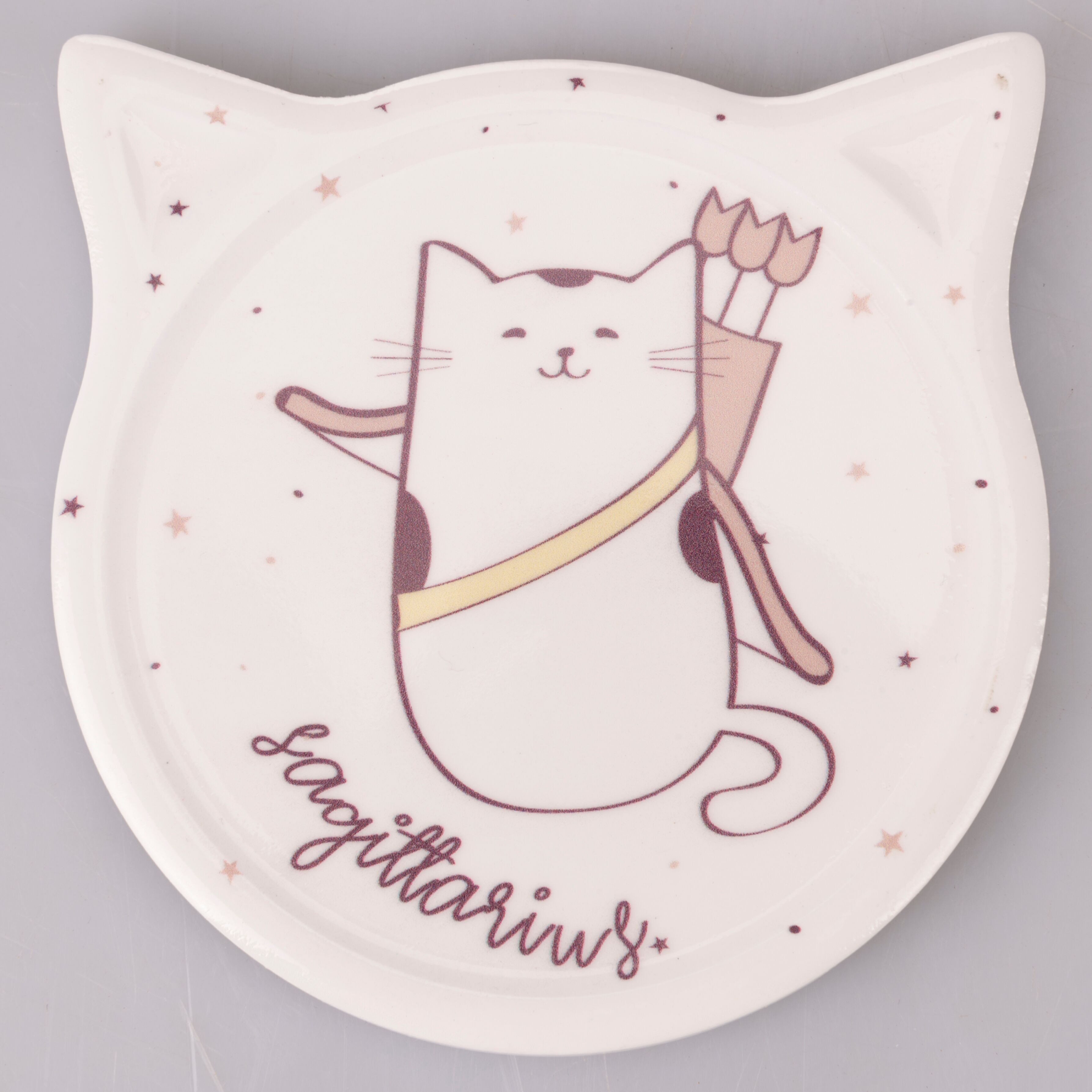 Carreau décoratif 10,5x10,8 cm en grès, base en liège, Oroscocats Sagittario