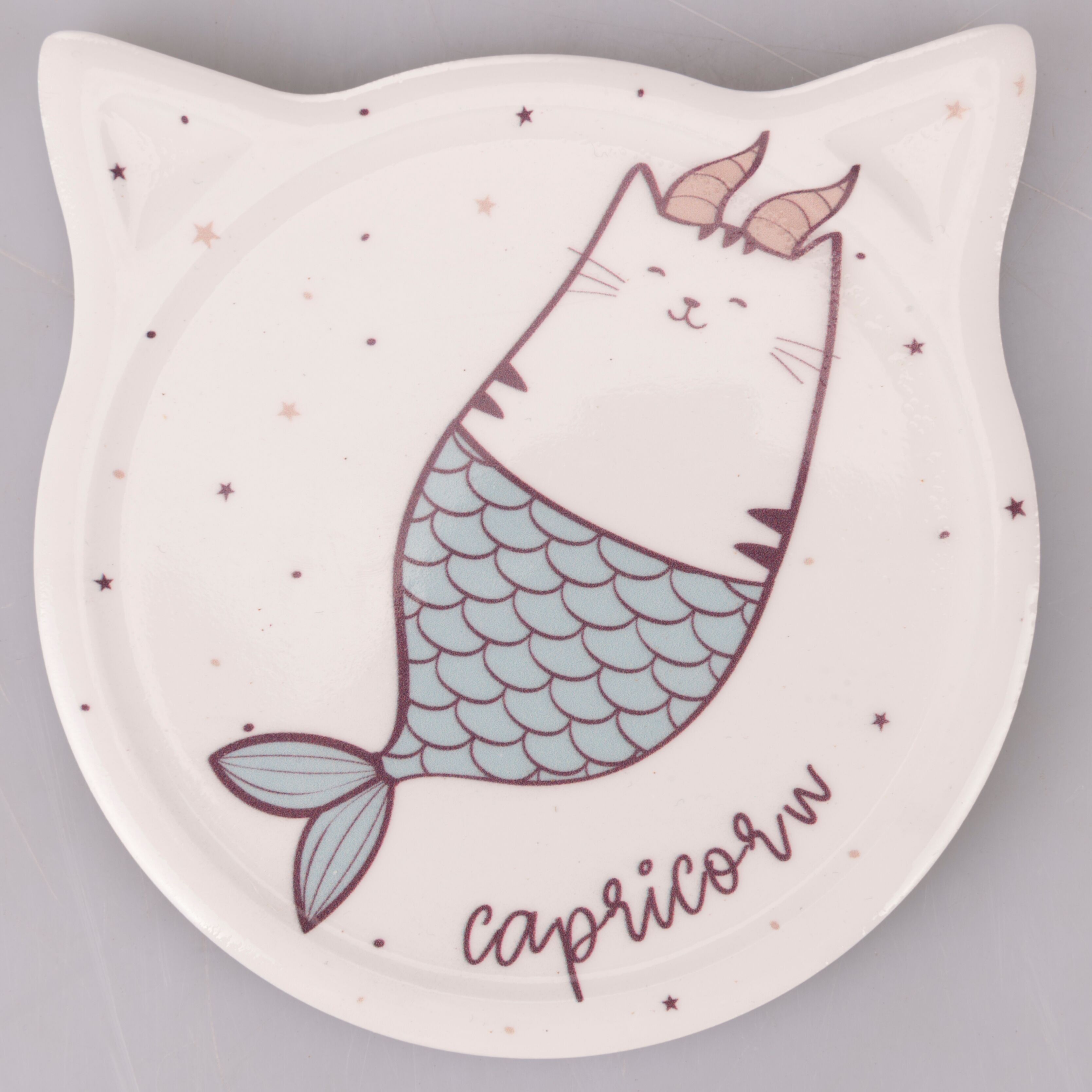 Dekorative Fliese 10,5x10,8 cm aus Steinzeug, Korkbasis, Oroscocats Capricorn