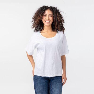 T-SHIRT IN COTONE BIOLOGICO SERENA BIANCO PRODOTTO DEL COMMERCIO EQUO E SOLIDALE