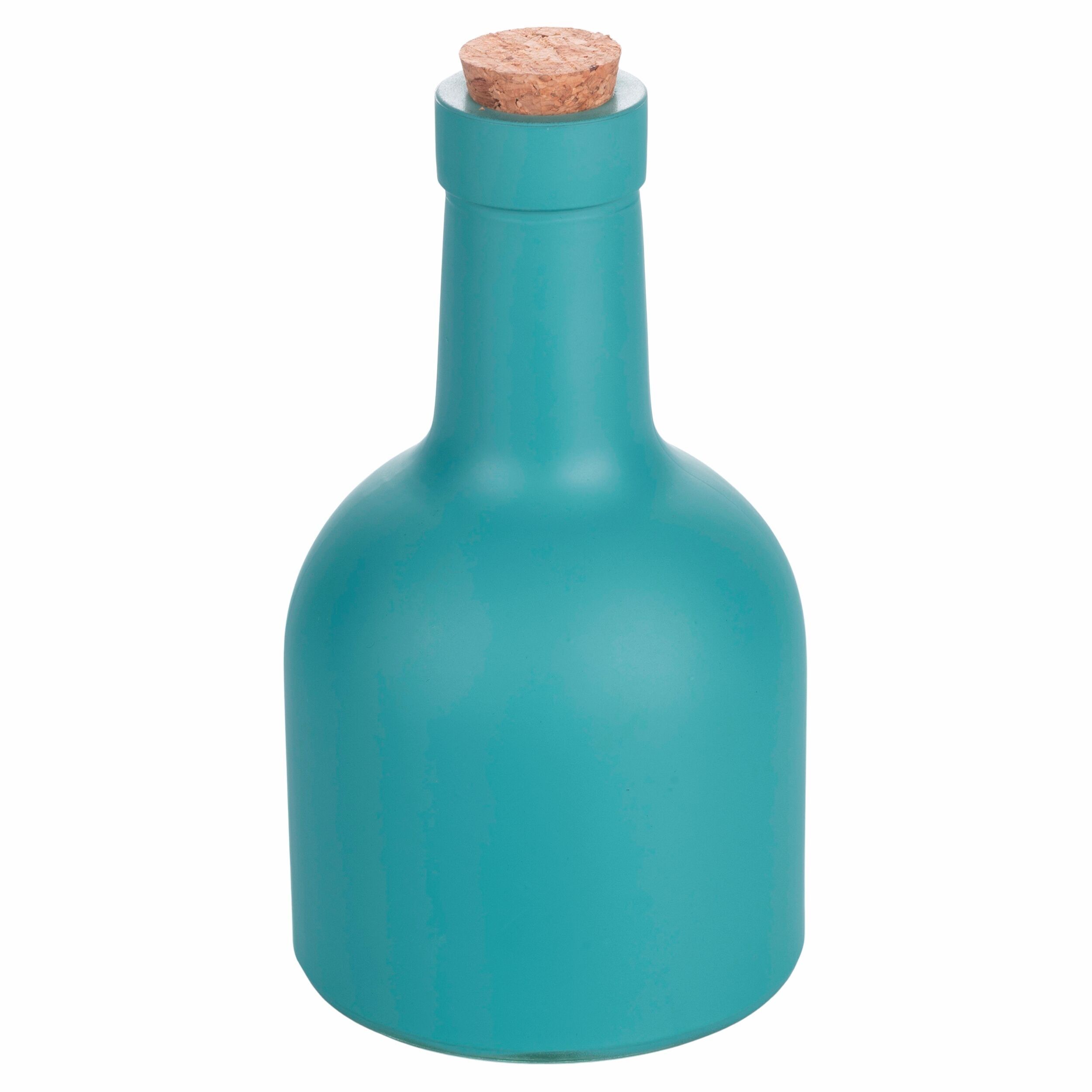 Ölflasche 400 ml Glas, Korkverschluss, türkis, Summer Crush