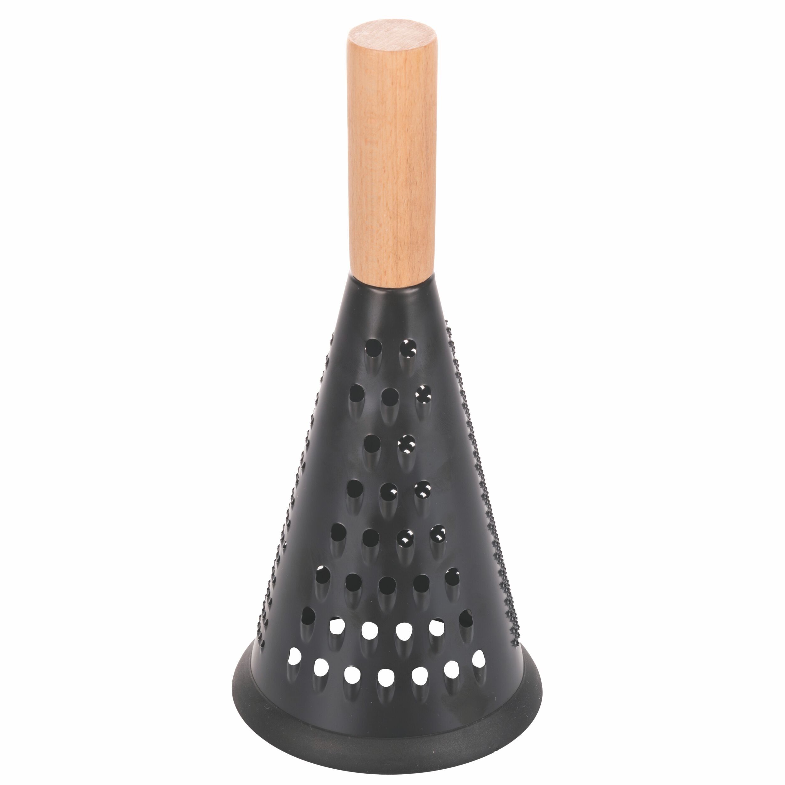 Rallador multifuncional de acero inoxidable y madera, 3 tipos de cuchillas, negro, madera