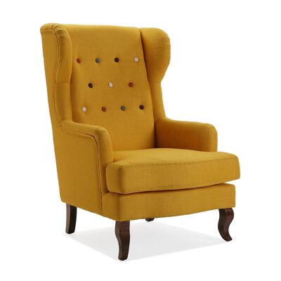 FAUTEUIL BOUTONS MOUTARDE UNI 19501405