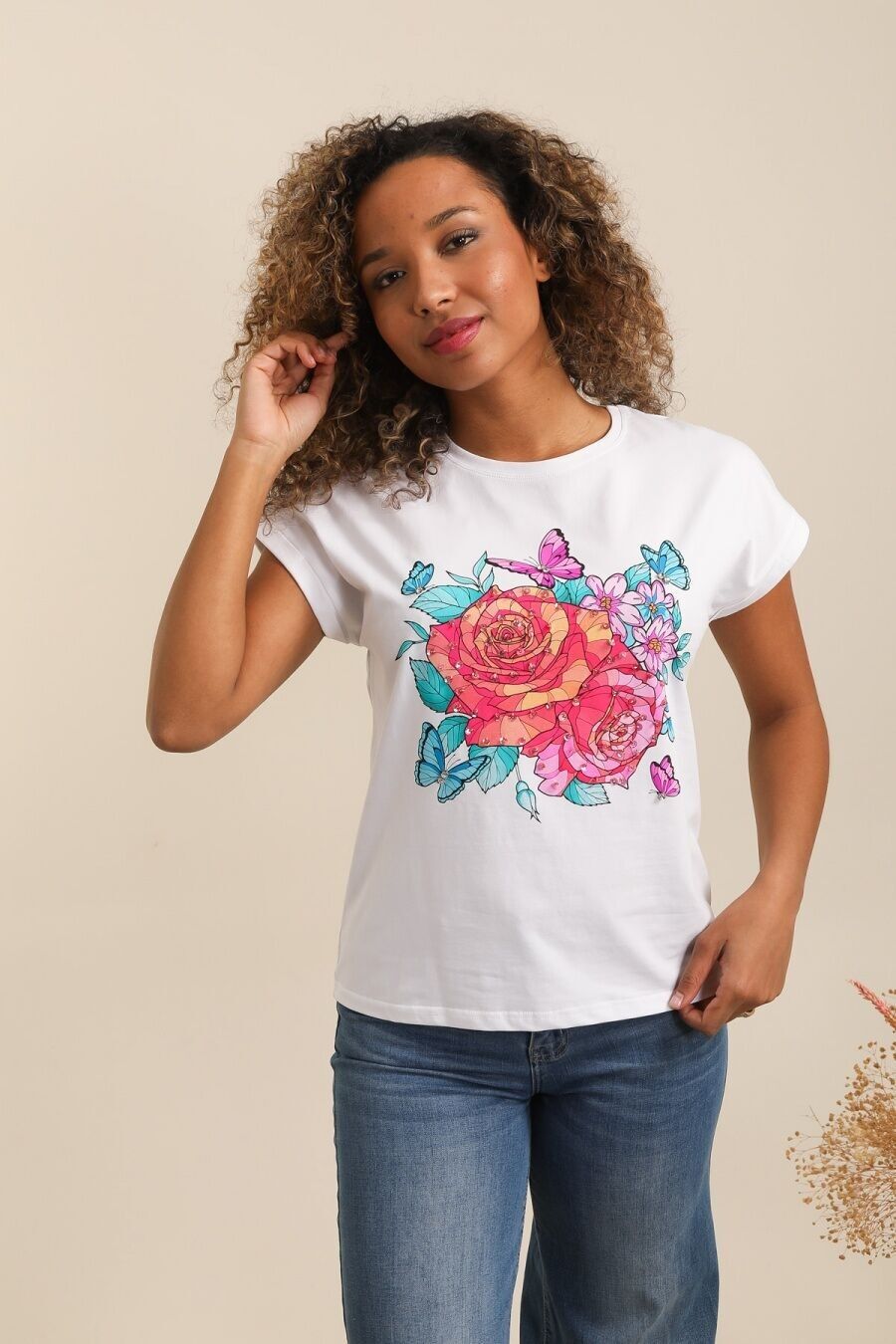 Maglietta in cotone con farfalla