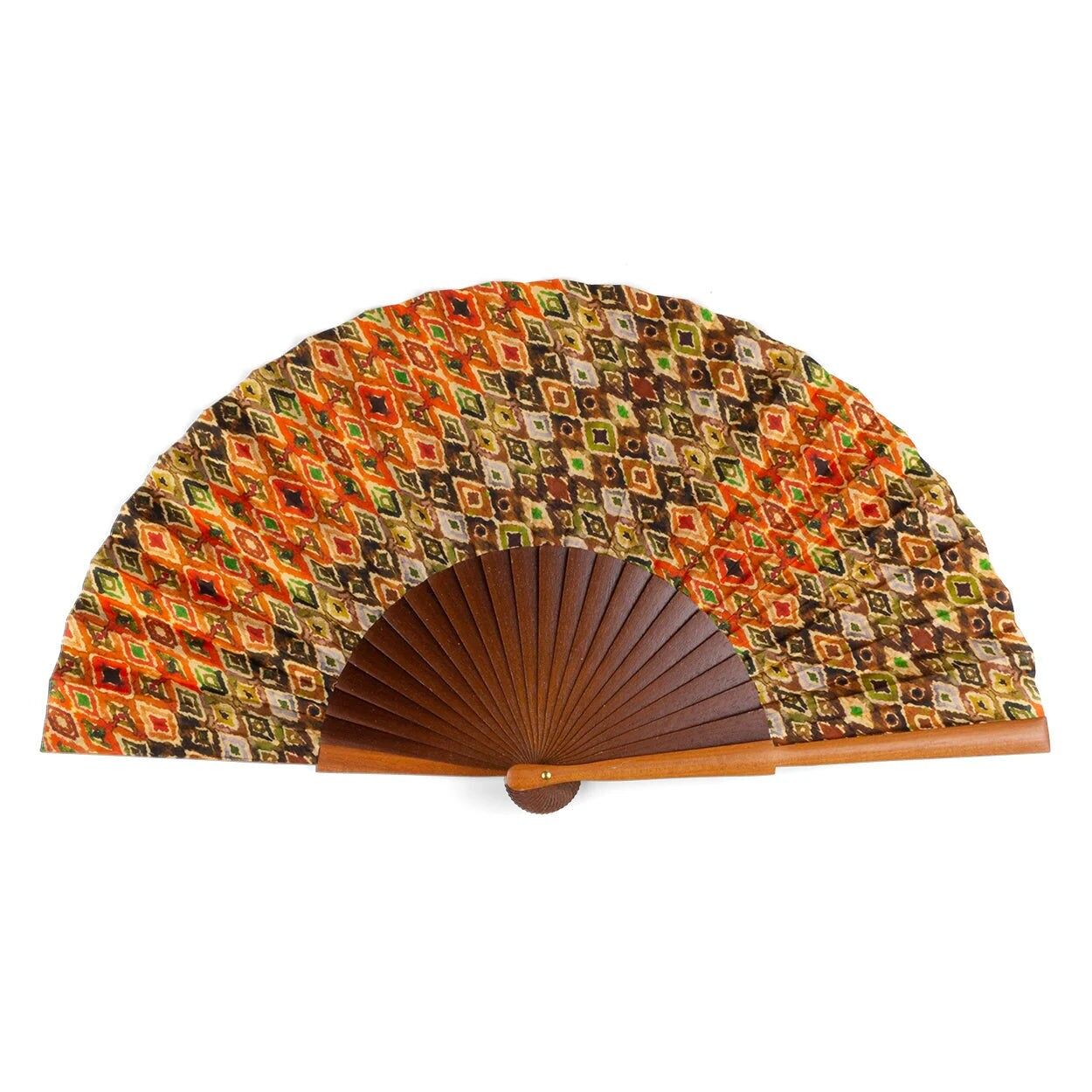 Ventaglio pieghevole Made in Spain - Legno e seta naturale - (46 cm)