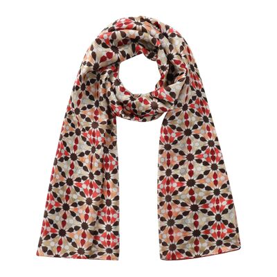 Foulard en soie pour femme et homme, inspiration mosaïque marocaine (180x65 cm)