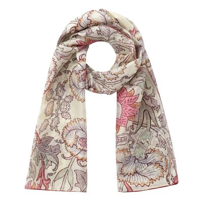 Sciarpa in seta naturale con stampa ispirata all'opera di William Morris - (180x65 cm)