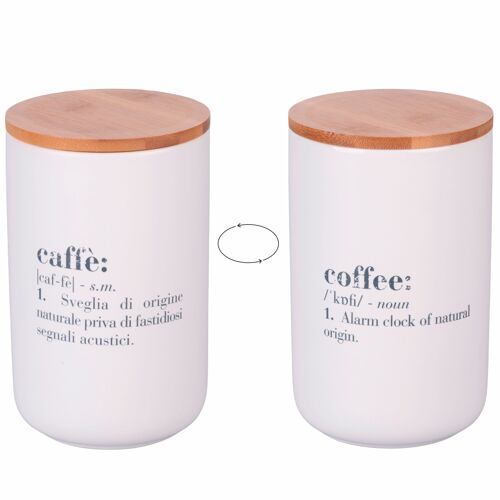 Barattolo caffè 1000 ml in ceramica, coperchio in bambù, Victionary