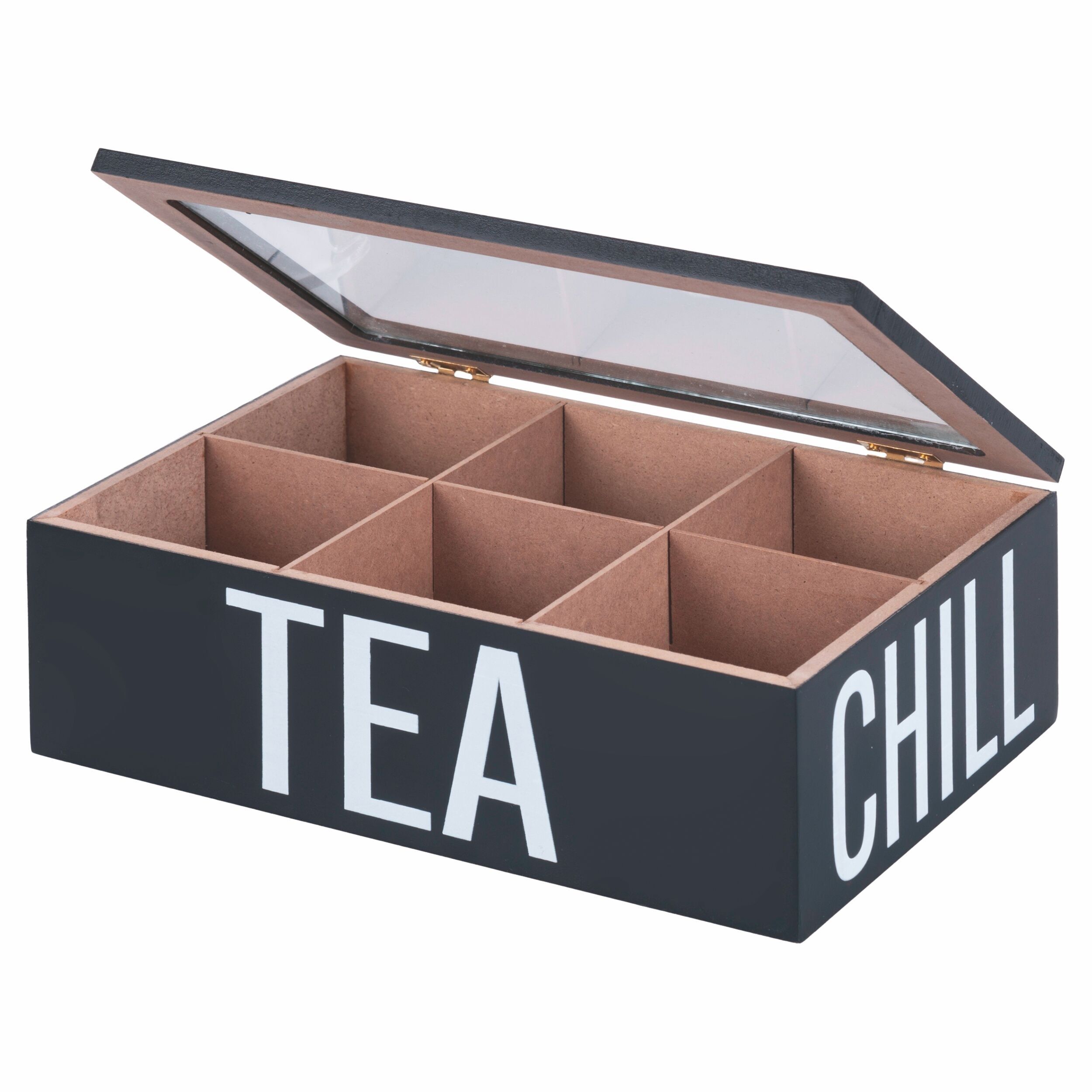 Boîte à thé et tisanes, 6 compartiments internes, Bigismore