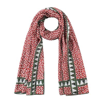 Foulard vert et rouge - 100% modal - (180x65 cm)