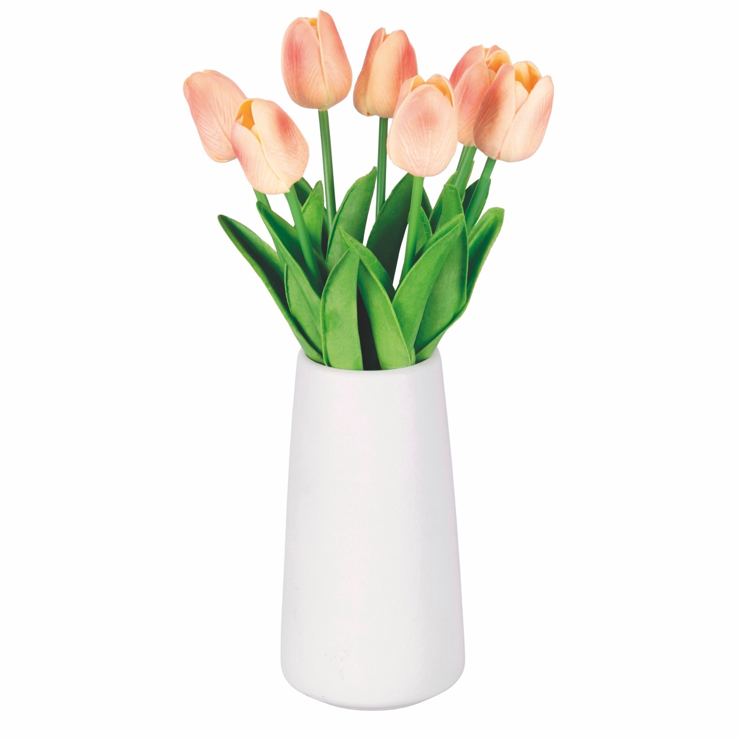 Kunstpflanze mit Tulpen, Keramiktopf, Ø9x35 cm