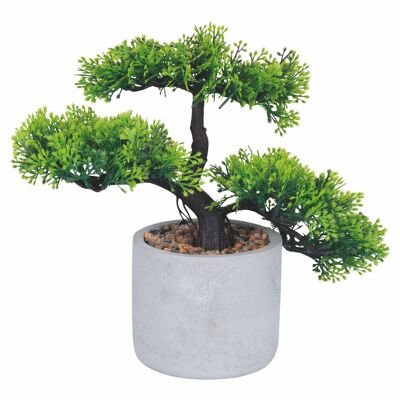 Piantina artificiale Bonsai, vaso in cemento, Ø 10x23 cm