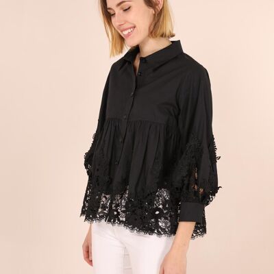 Camisa de rayas y encaje guipur de Aimie