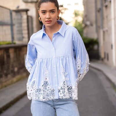 Camisa de rayas y encaje guipur de Aimie