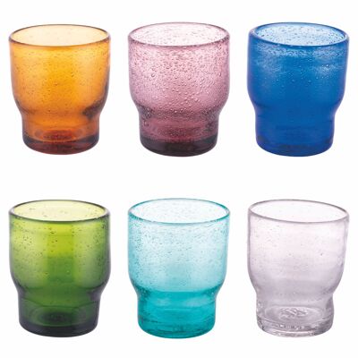 Lot de 6 verres à eau en pâte de verre de 325 ml, finition effet bulle, Unico Daily