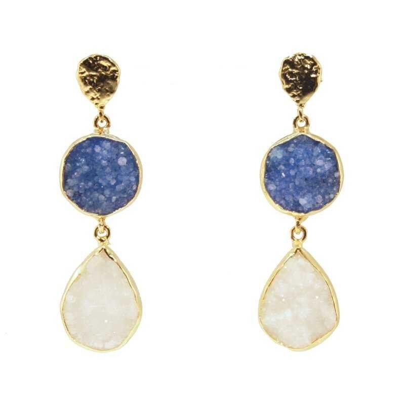 ACANTHUS BLAUE UND WEISSE OHRRINGE