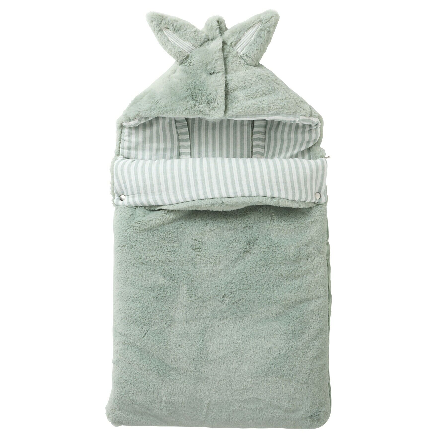 Nido per neonati in pelliccia sintetica angora foderato in garza di cotone - grigio-verde