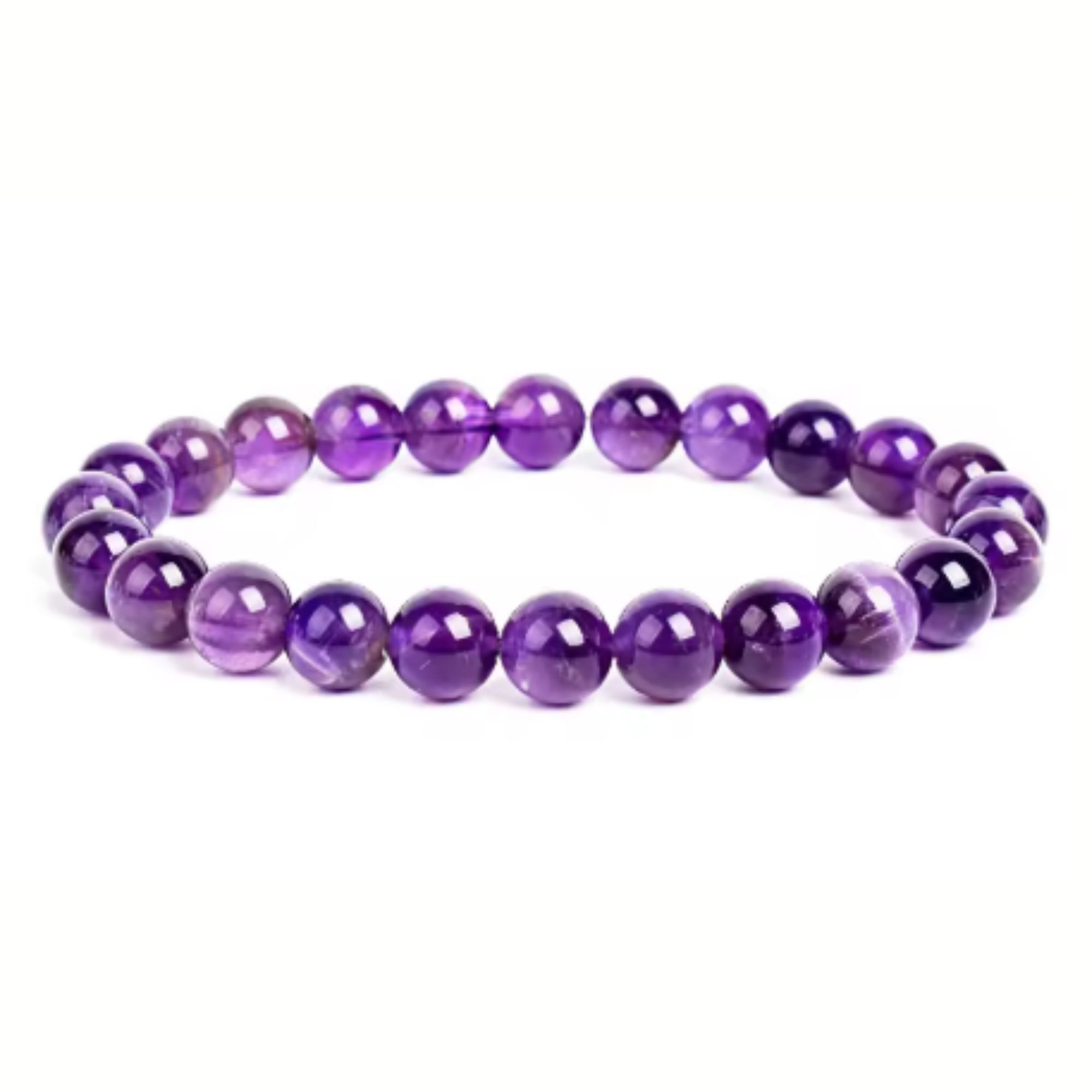 Pulsera elástica piedra natural AMATISTA cuentas redondas 8 mm
