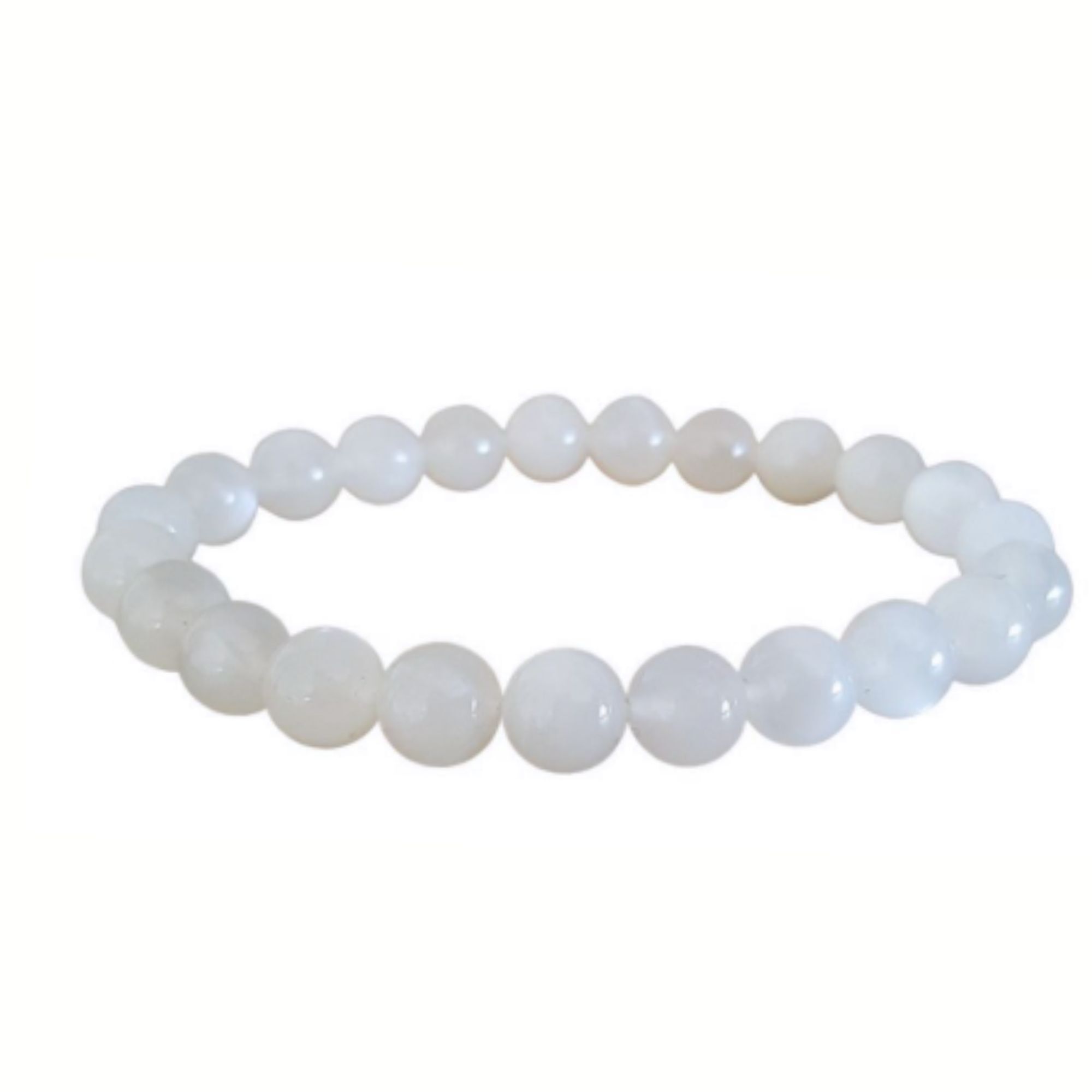 bracciale elastico pietra naturale PIETRA DI LUNA perle rotonde 8 mm
