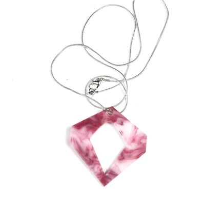 Plain and pink necklace with a silver chain: Passionate Elegance for a Dazzling Look