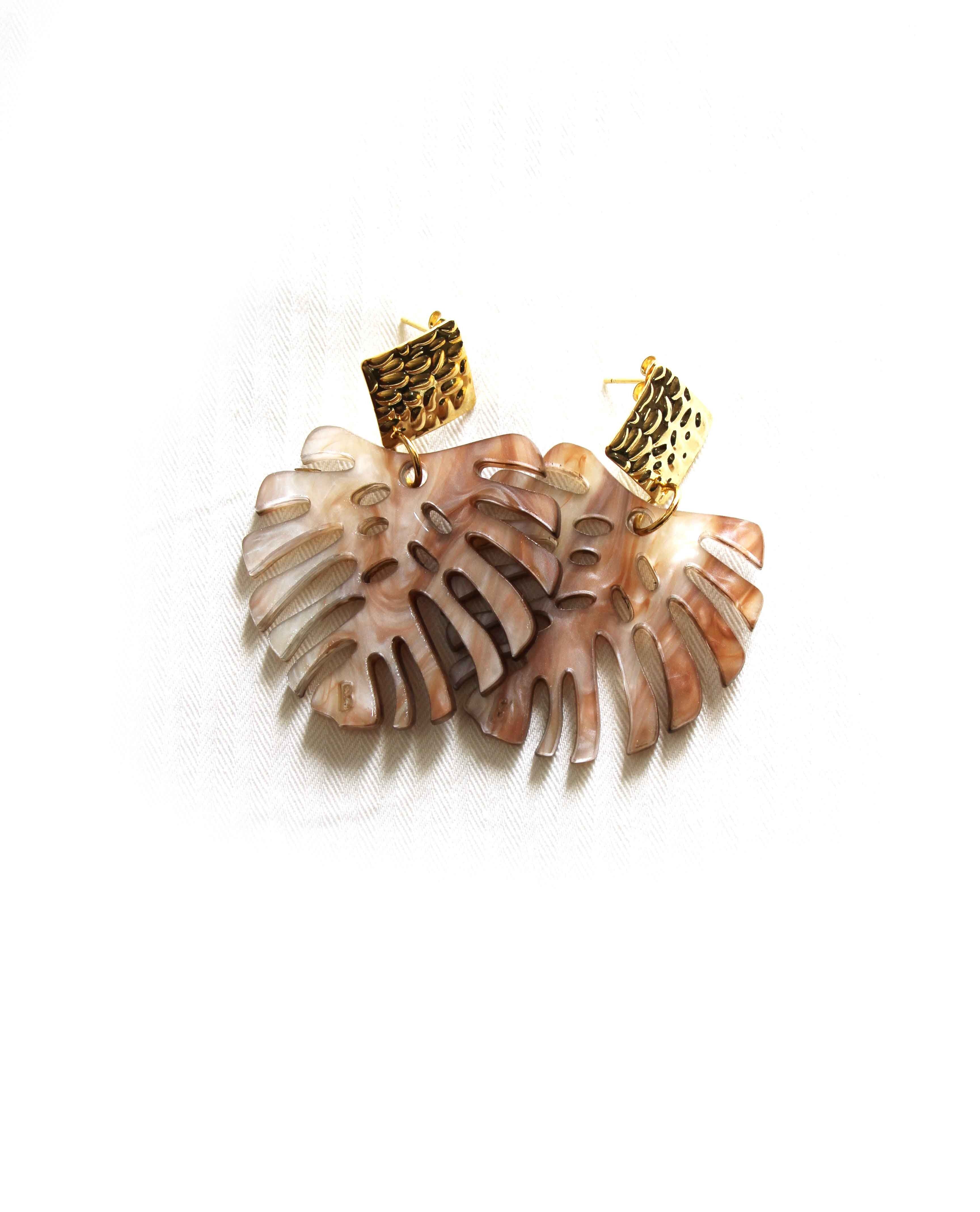 Orecchini foglia marquise a base quadrata