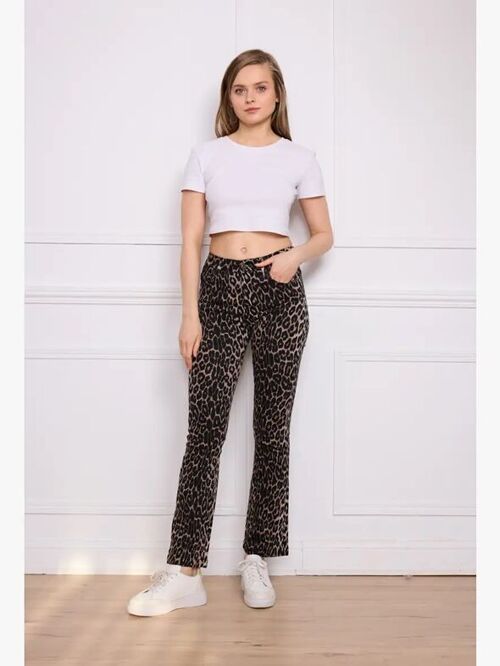 Pantalon Bootcut push up  en imprimée léopard - A125