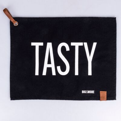 Tovaglietta in tessuto, decoro con scritta TASTY, Bigismore