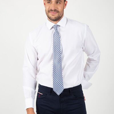 Chemise blanche à col italien avec boutons de manchette