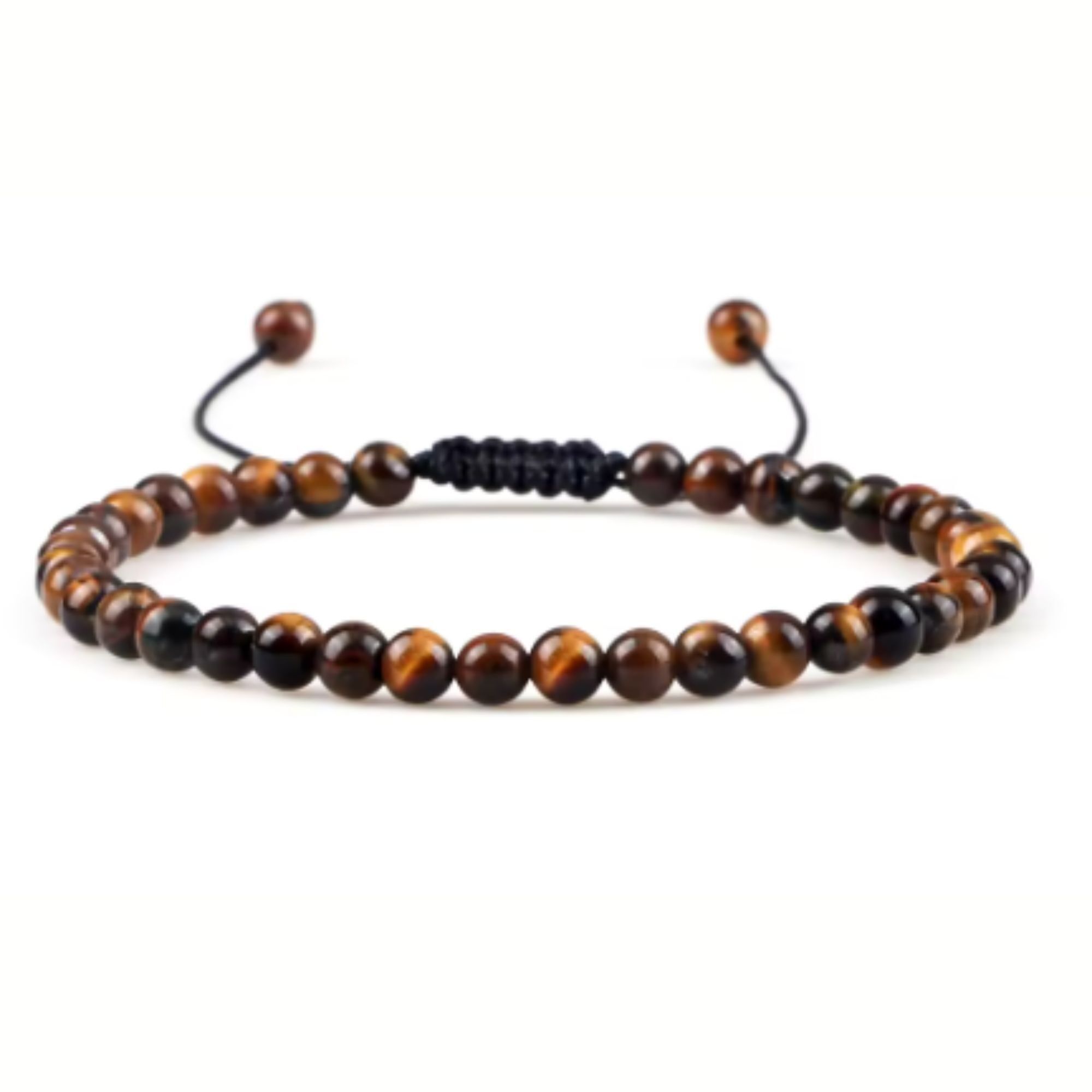 bracciale cordino scorrevole pietra naturale OCCHIO DI TIGRE perle rotonde 6mm