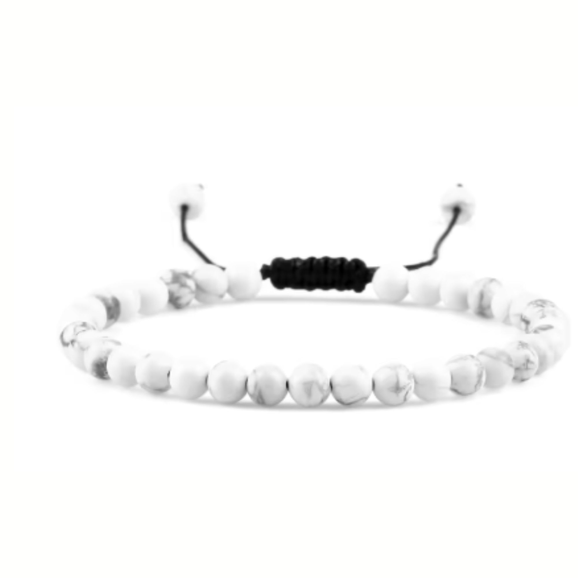 Braccialetto in corda scorrevole in pietra naturale HOWLITE con perline rotonde da 6 mm