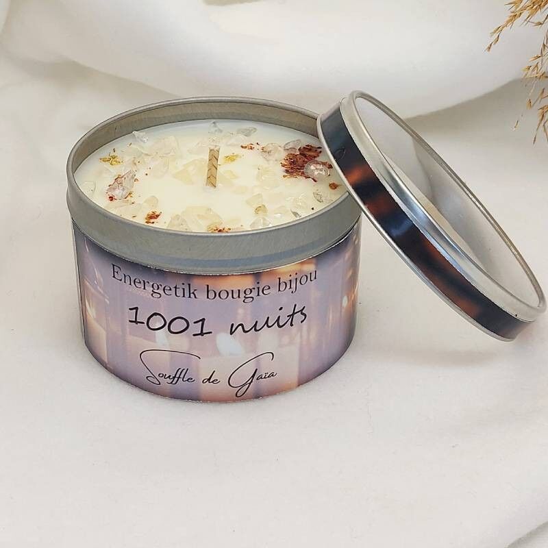 Candela gioiello profumata Mille e una notte - ciondolo in pietra litoterapia - Cera naturale - Profumo Grasse