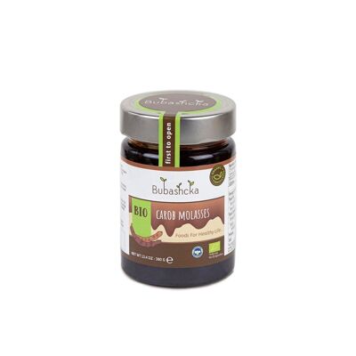 Melaza de algarroba orgánica Bubashcka, 380 g. Tarro de cristal