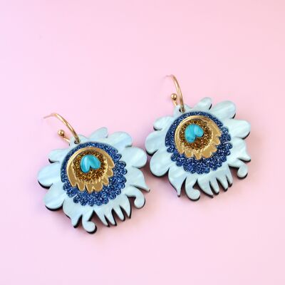 Flores populares: pendientes de flores ligeros y llamativos hechos a mano, en varios colores disponibles (4 x 5 cm)