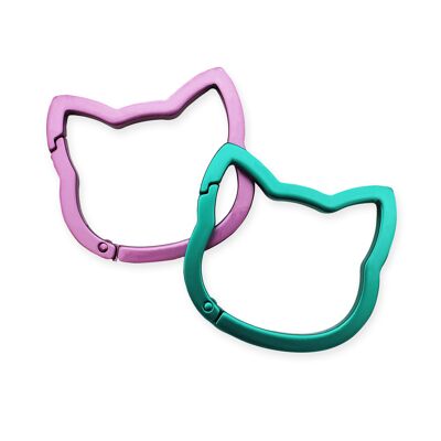 Juego de mosquetones para gatos rosa y turquesa