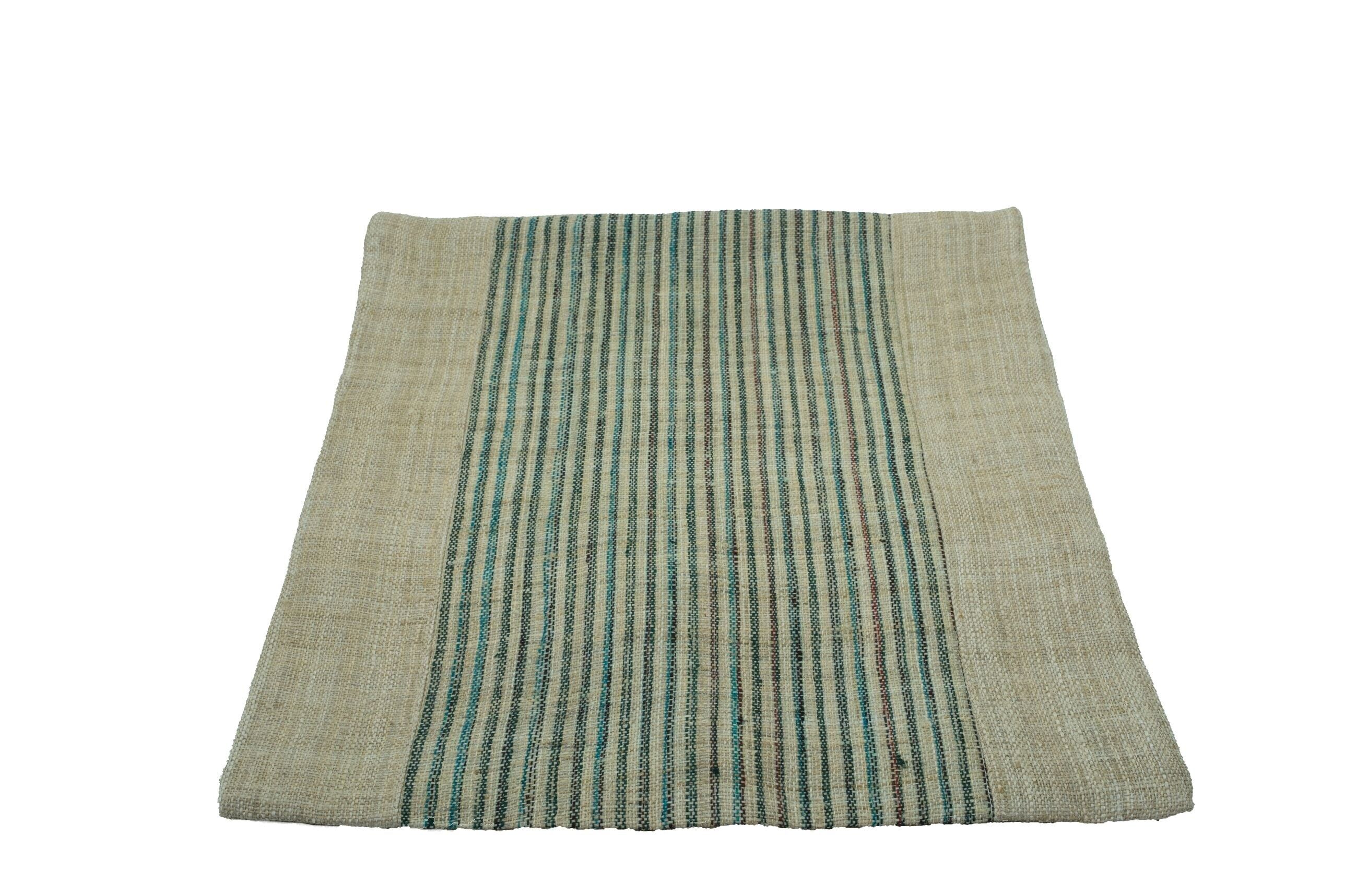 Housse de coussin en chanvre naturel motif à rayures (42*42cm)