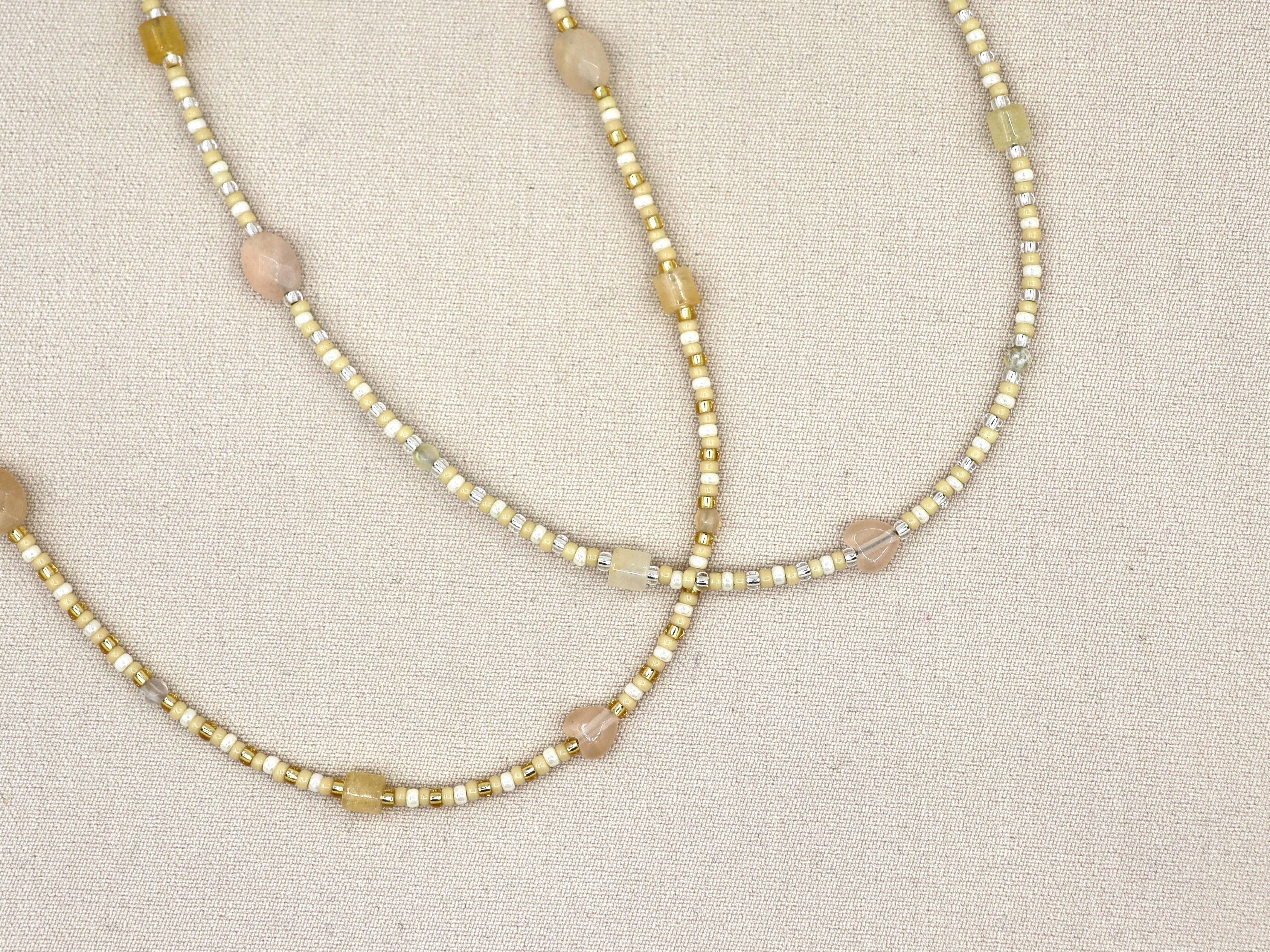 Collana in avventurina Kirana, acciaio inossidabile argento o oro