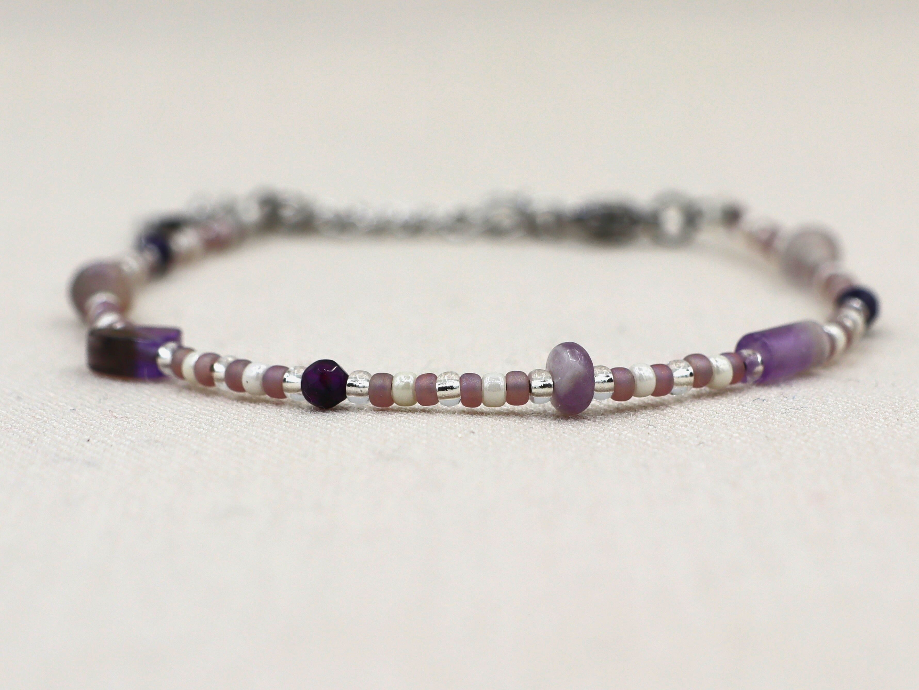 Bracciale Kirana in ametista, argento o oro, acciaio inossidabile