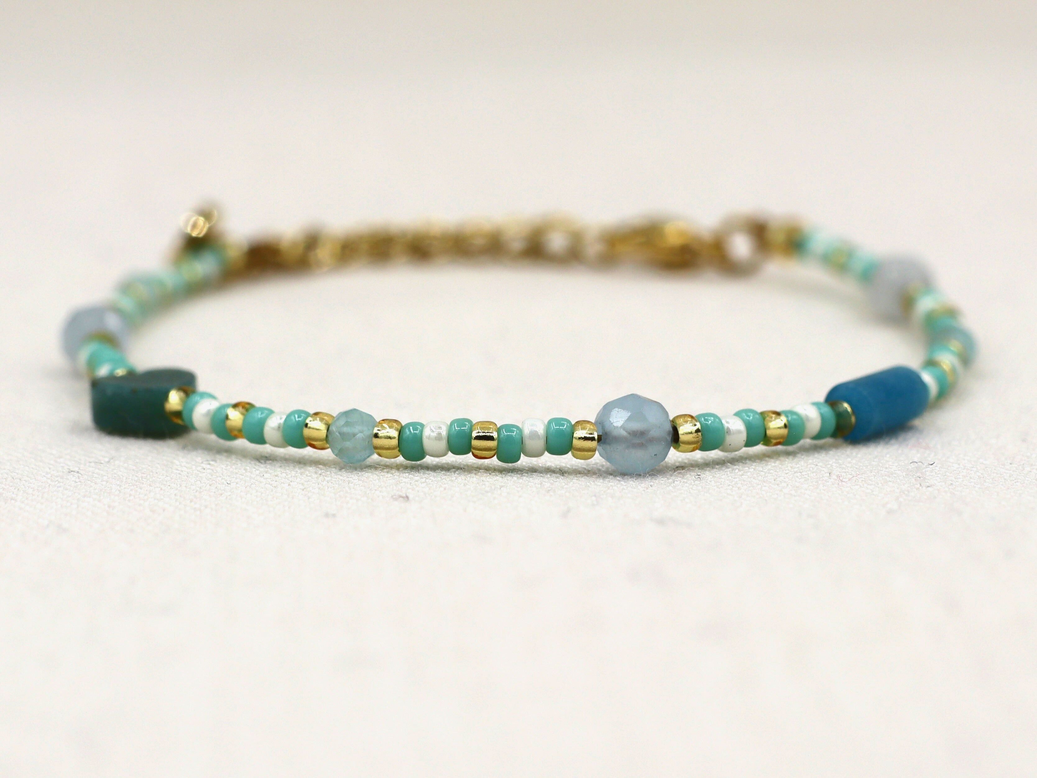 Bracciale Kirana in acciaio inossidabile color acquamarina, argento o oro