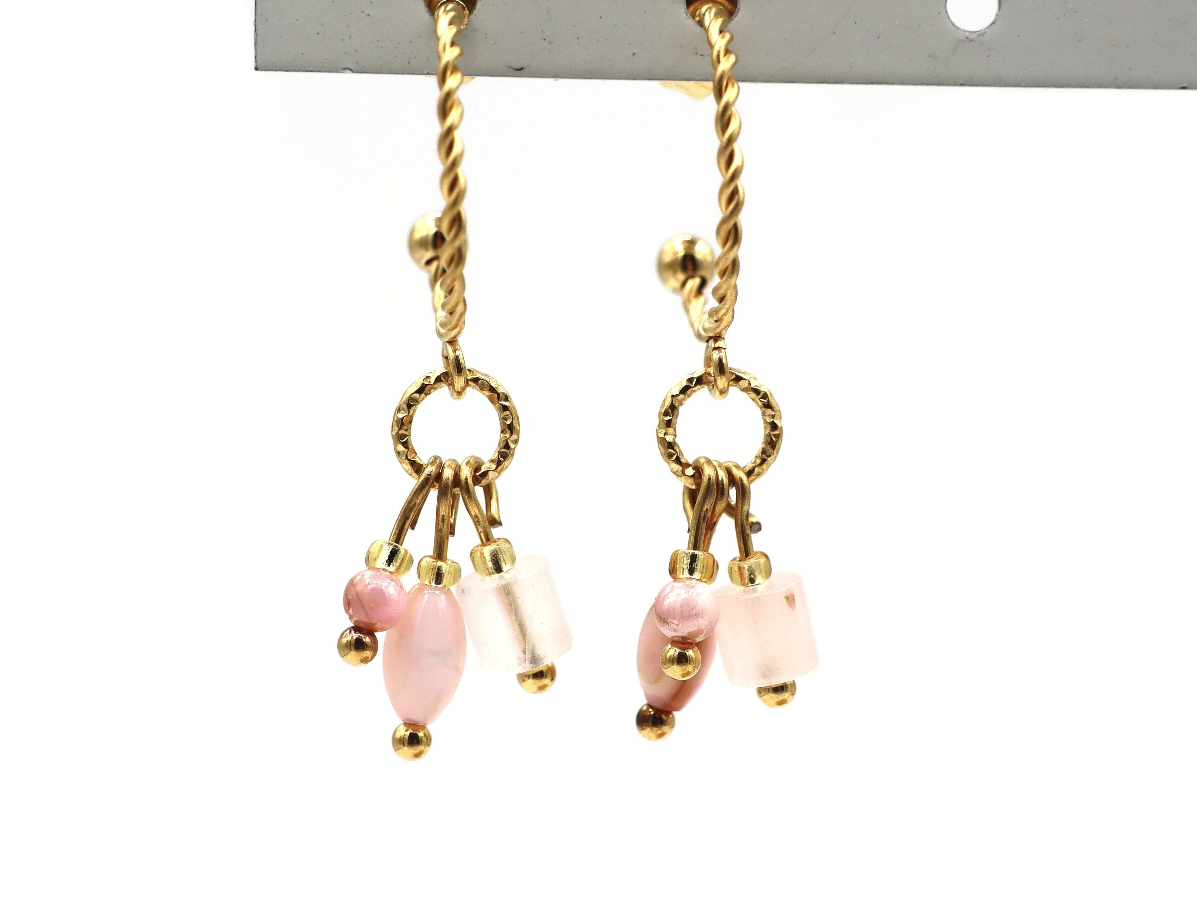 Orecchini in quarzo rosa Kirana, acciaio inossidabile argento o oro