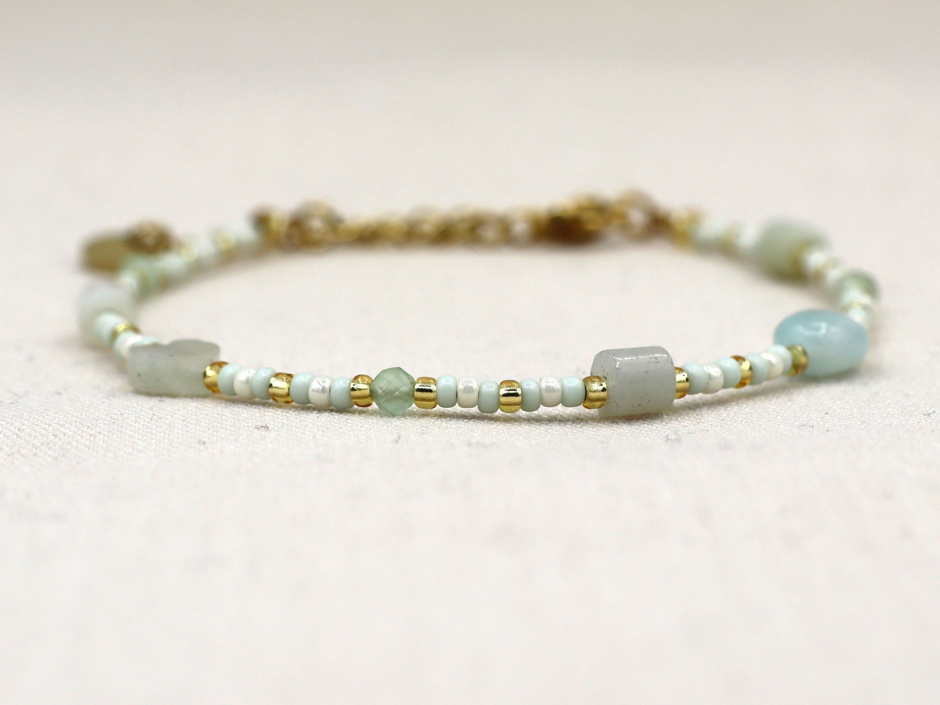 Bracciale Kirana in amazzonite, acciaio inossidabile argento o oro