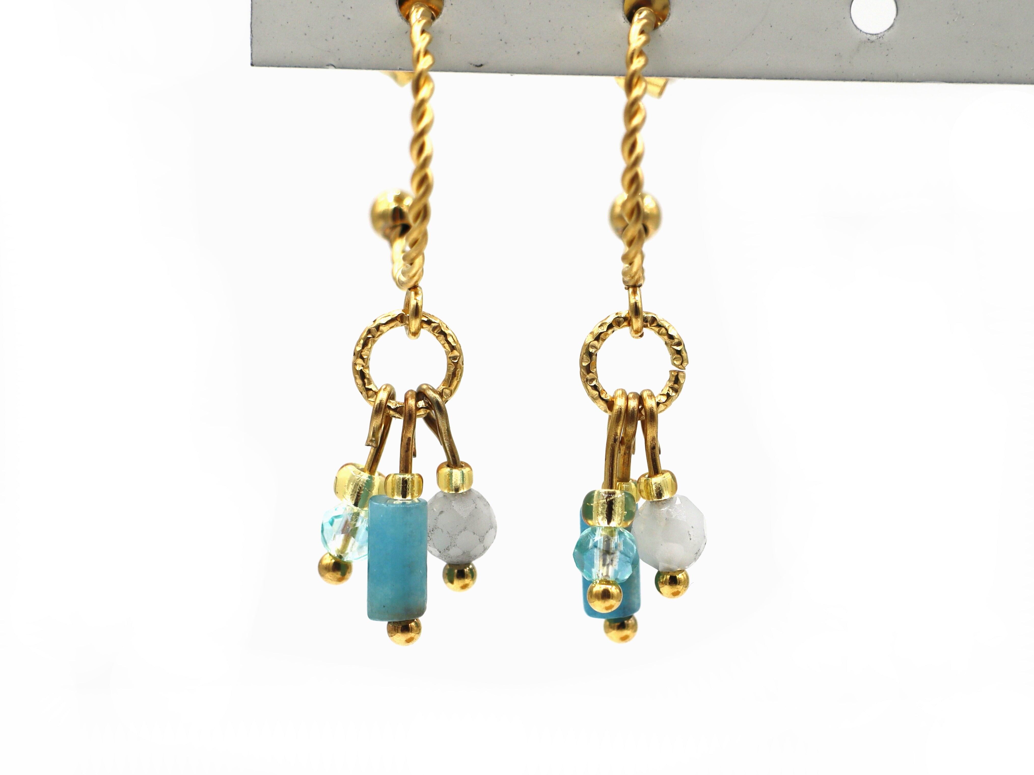 Orecchini Kirana in acquamarina, acciaio inossidabile argento o oro